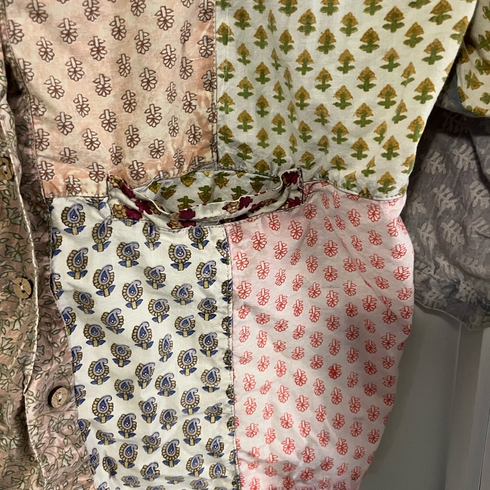 Colorful Patchwork Button-Up Top - image 4